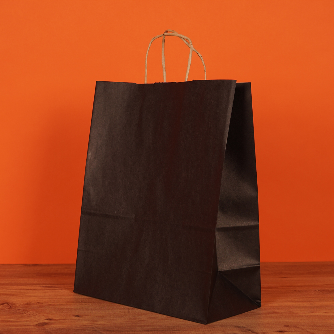 25*12*30 Baskılı Kraft Çanta ( Siyah )