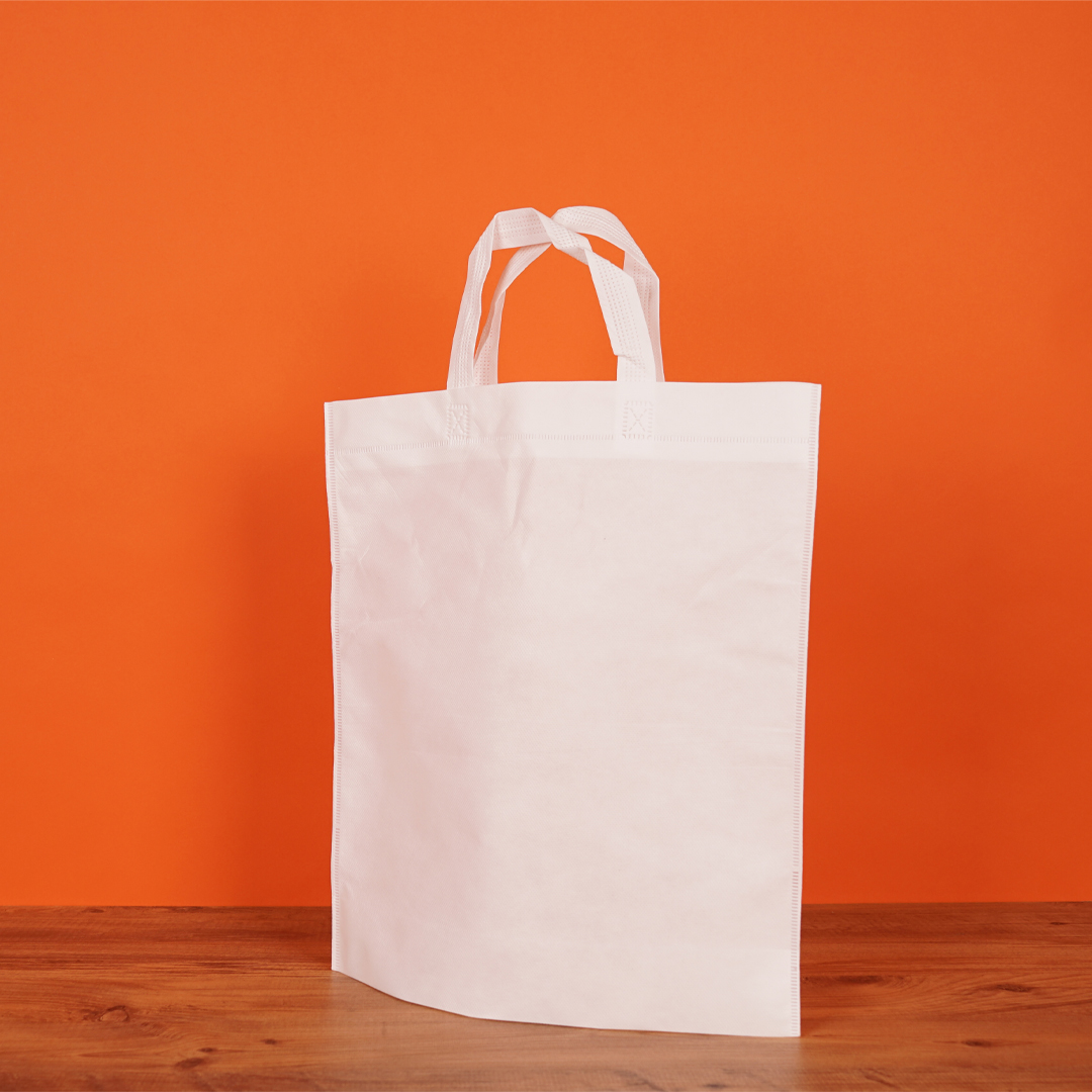 35*40*10 Alt Körüklü Baskılı Tela Bez Çanta (Beyaz)