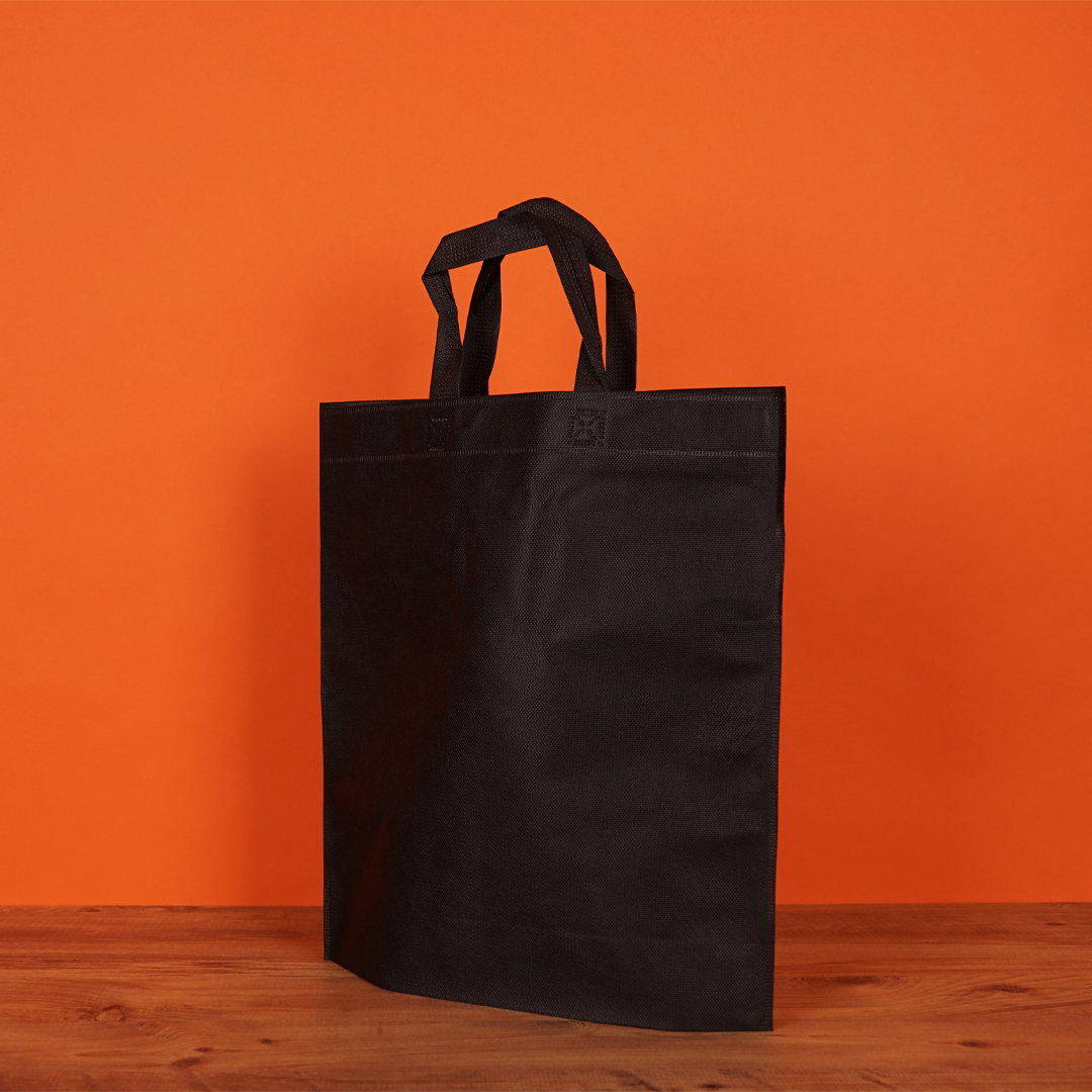 35*40*10 Alt Körüklü Baskılı Tela Bez Çanta (Siyah)