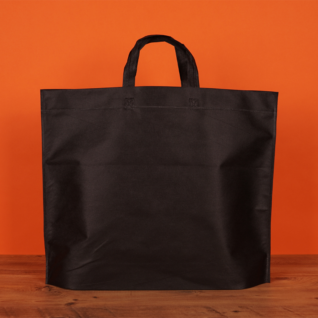 50*40*10 Alt Körüklü Baskılı Tela Bez Çanta (Siyah)