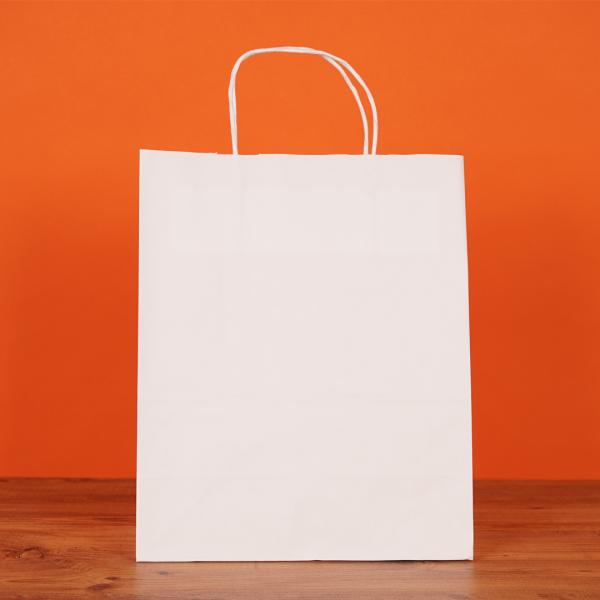 25*12*30 Baskılı Kraft Çanta ( Beyaz )