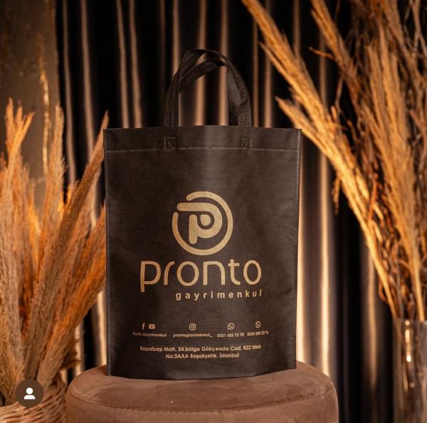 35*40*10 Alt Körüklü Baskılı Tela Bez Çanta (Siyah)