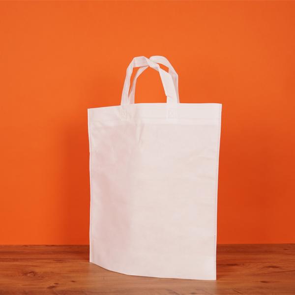 35*40*10 Alt Körüklü Baskılı Tela Bez Çanta (Beyaz)