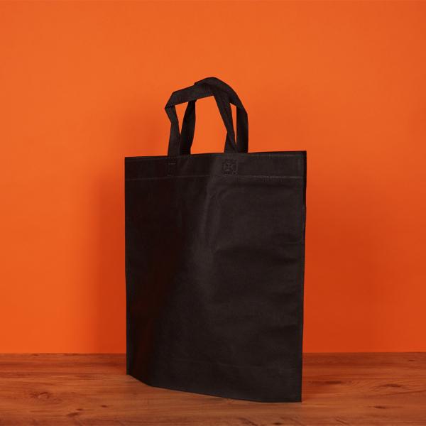 35*40*10 Alt Körüklü Baskılı Tela Bez Çanta (Siyah)